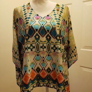 Chico's Abstract Print multi color Poncho